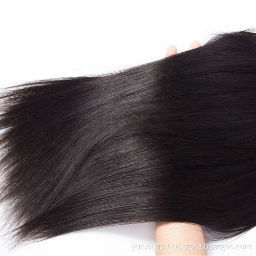 Brazilian Straight Human Hair Bundles with Lace Closure Super Double Drawn Cuticle Aligned Hair Extension Bundle Deals Promotion
